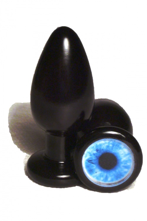 Анальная пробка с изображением "глаз" черного цвета 40мм PI40black/eye