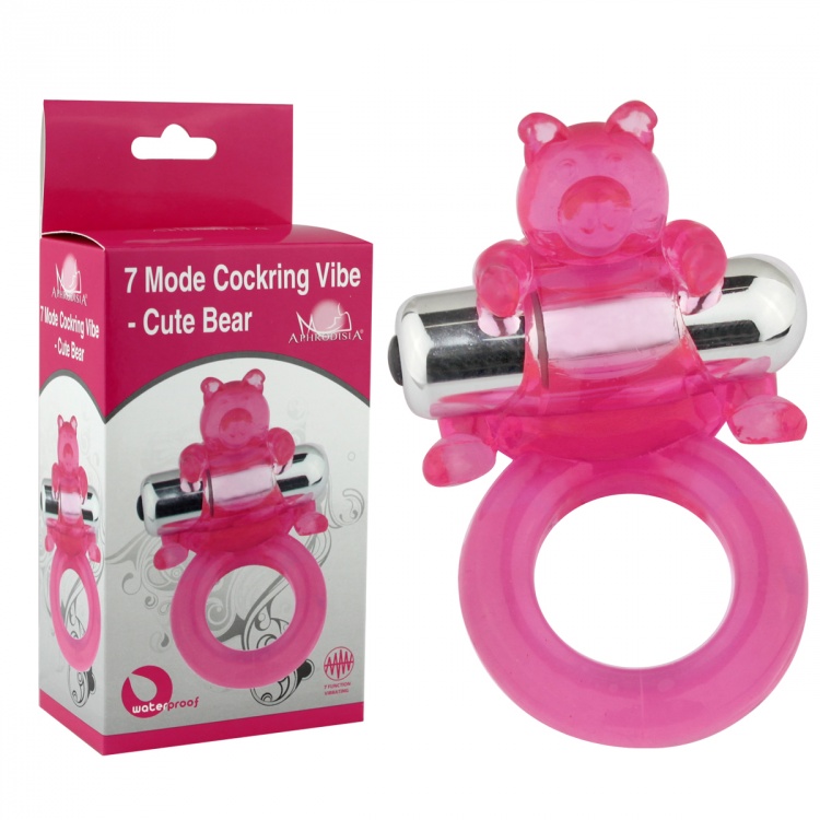 Виброкольцо розовое 7 Model Cockring Vibe-Cute Bear 32014-pinkHW