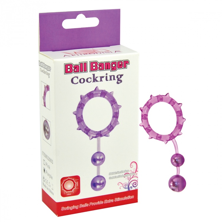 Кольцо с 2 утежеляющими шариками фиолетовое Ball Banger Cock Ring 32003-purpleHW