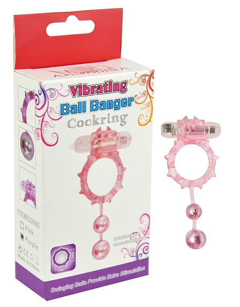 Виброкольцо с 2 утежеляющими шариками фиолетовое Ball Banger Cock Ring 32005-purpleHW
