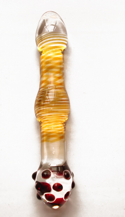 Анальный стимулятор рефленый прозрачный с желтым рисунком GD141