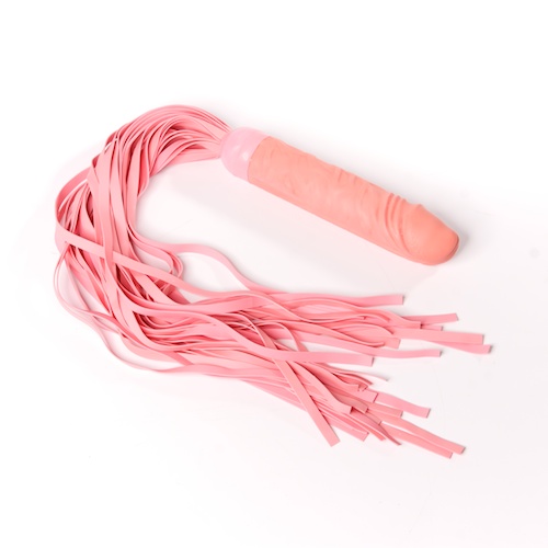 Плеть "ракета" розовая из латекса, длина хвостов 40-45 см с ручкой в виде фаллоса 6024-4