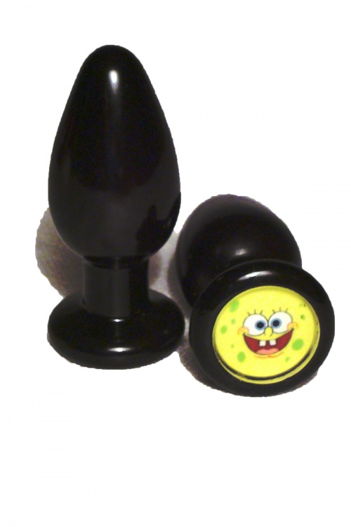 Анальная пробка с изображением "Губка Боб" черного цвета 32мм PI32black/SpongeBob