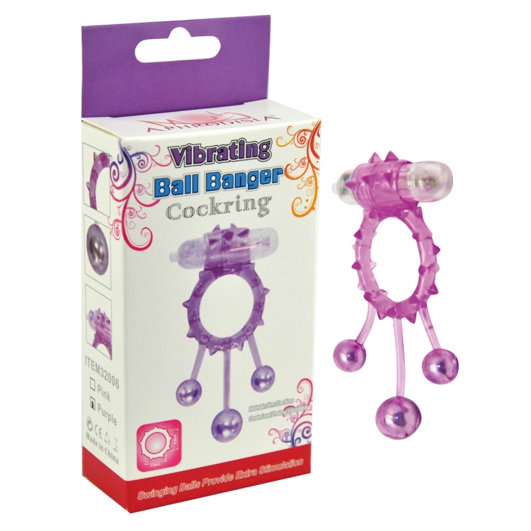Виброкольцо с 3 утежеляющими шариками фиолетовое Ball Banger Cock Ring 32006-purpleHW