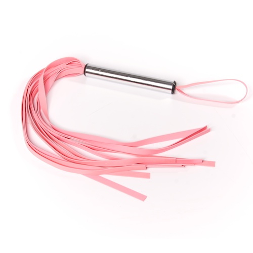 Плеть мини розовая из латекса, длина хвостов 25-30 см, с металлической ручкой 6020-4