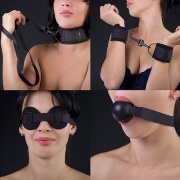 Комплект: наручники, кляп-шарик, маска. Цвет черный 7062-1