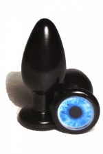 Анальная пробка с изображением "глаз" черного цвета 32мм PI32black/eye