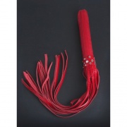 Плеть "ракета" красная, с рукоятью из латекса, с хвостами из кожи, общей длиной 65 см 3012-2